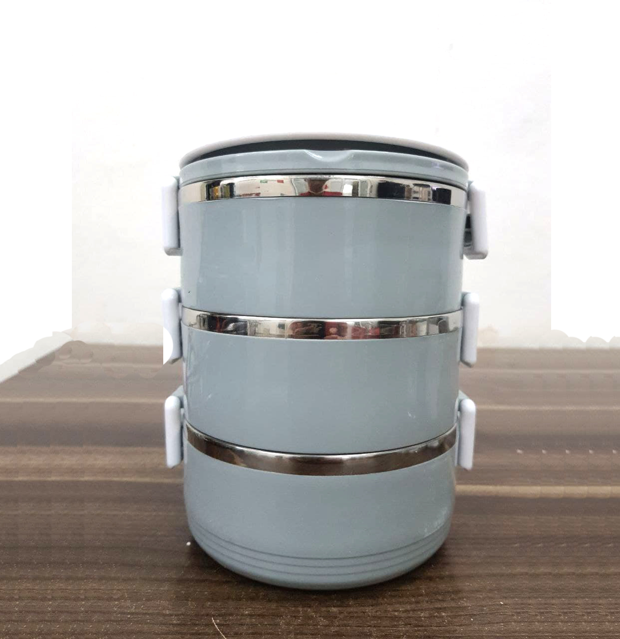 Cặp lồng đựng cơm 3 tầng hình tròn, lõi bằng thép không gỉ, đường kính 12cm