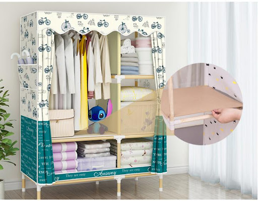 Tủ quần áo bằng vải bạt, khung bằng gỗ, dạng tháo rời, kích thước(130 x 170x 40)